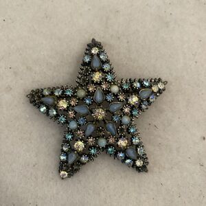 Beautiful Vintage Rhinestone Star Shaped Pin Brooch Blue Beach Coastal